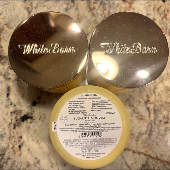 (ONE) B&BW/White Barn candle- 1x SUGAR LEMON ZEST 3 wick candle NEW!!! - Picture 2 of 3